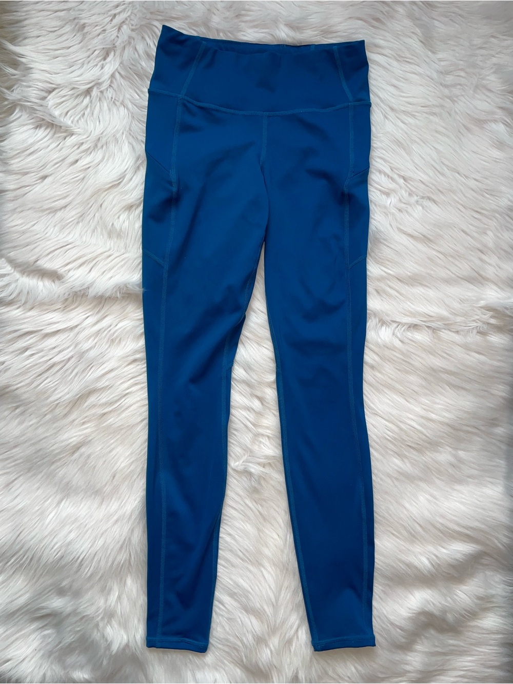 Athleta blue leggings pockets women’s XS athletic workout leggging 27” inseam